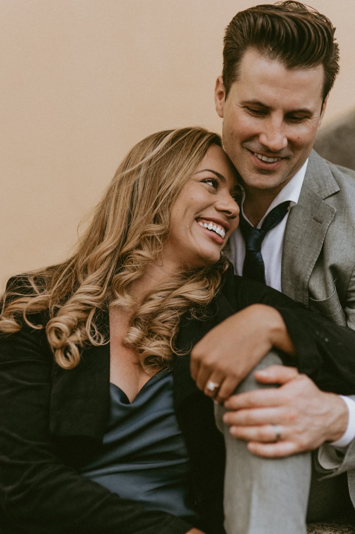 Couple sitting and smiling